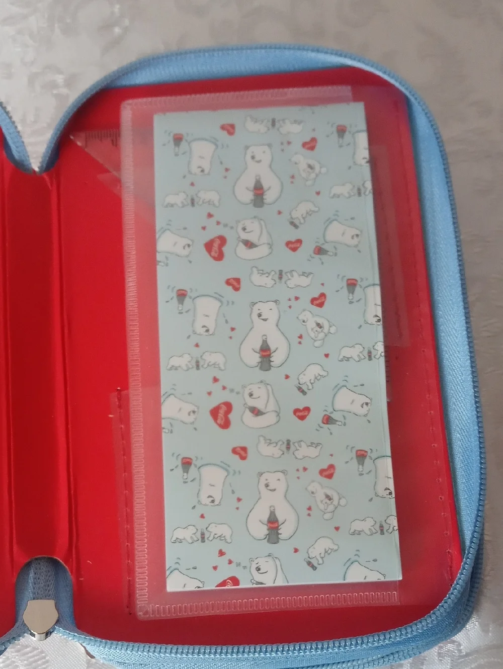 Coke Blue and Red Triple-Zip Pen and Pencil Organizer Case